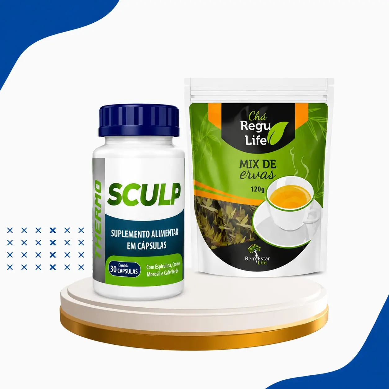 INIBIDOR DE APETITE KIT 1 SCULP THERMO + 1 CHA REGU LIFE (kit para 30 dias)