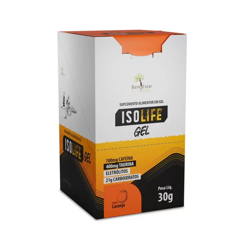 GEL CARBO ISOLIFE *COM CAFEINA E TAURINA* - 10 SACHE SABOR LARANJA