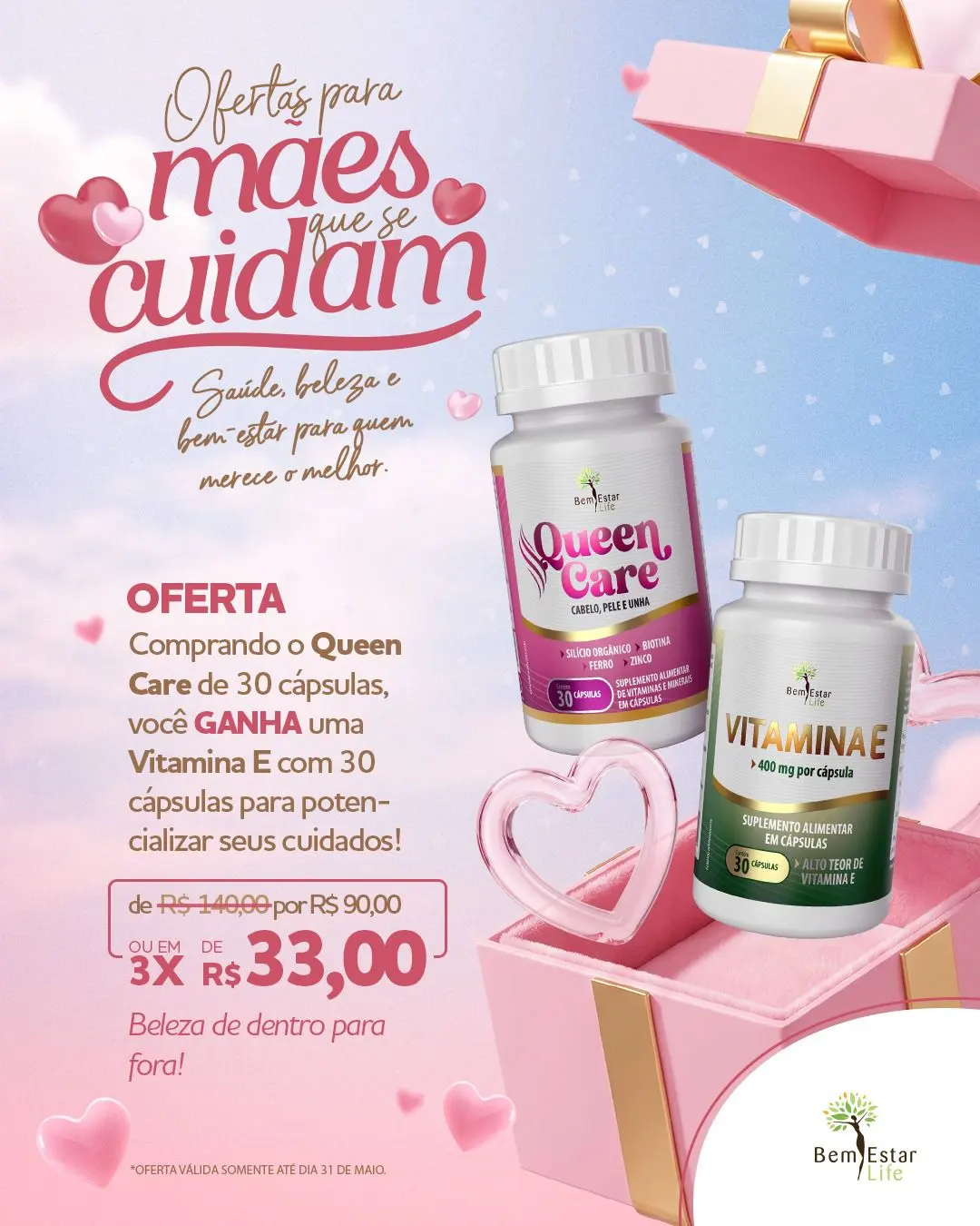 NA COMPRA DE QUEEN CARE (CABELO E UNHA) BRINDE: VITAMINA E 400MG. 30 CAPSULAS