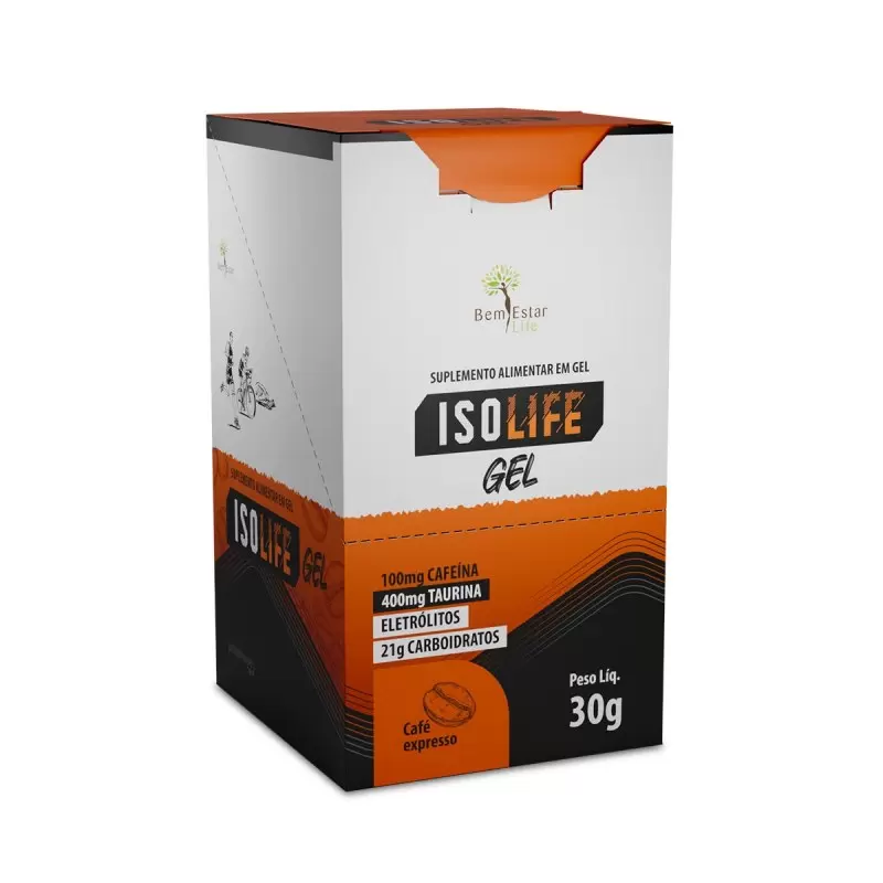 GEL CARBO ISOLIFE *COM CAFEINA E TAURINA* - 10 SACHE SABOR CAFÉ EXPRESSO