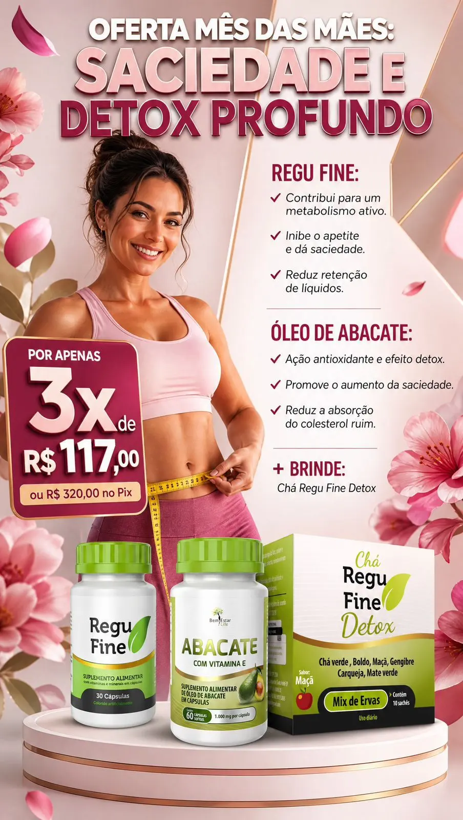 REGU FINE GROSELHA NEGRA- ORIGINAL 30 CAPS + ABACATE 60 Caps - Brinde Regu Fine Detox
