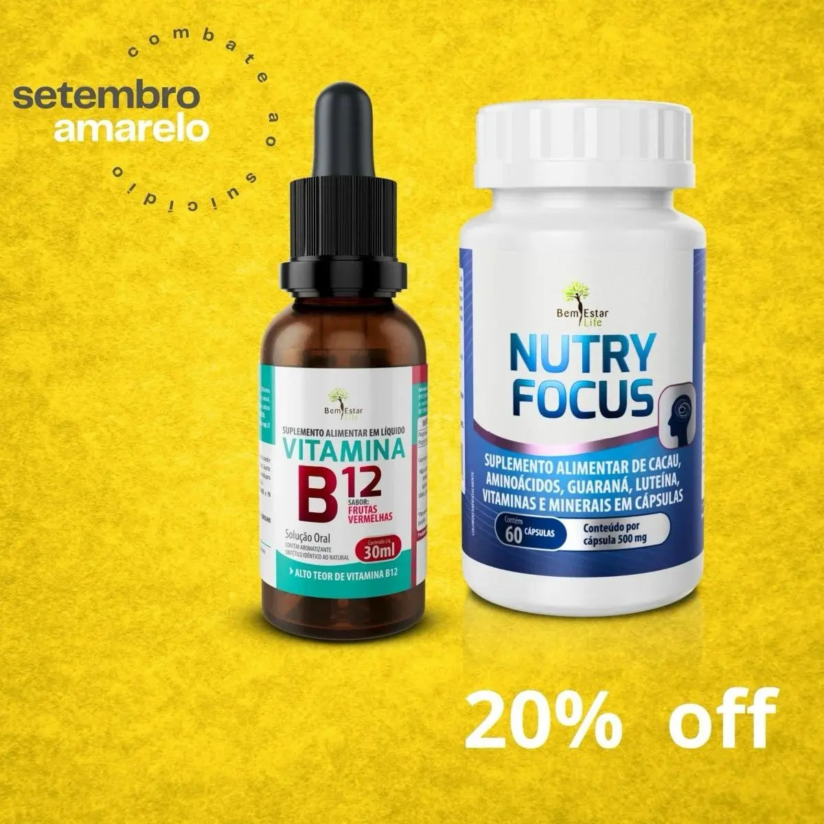 PROMOÇÃO KIT 20% DESCONTO, NUTRY FOCUS *MEMORIA* 60 CAPS. + VITAMINA B12 METILCOLABAMINA 30 ML