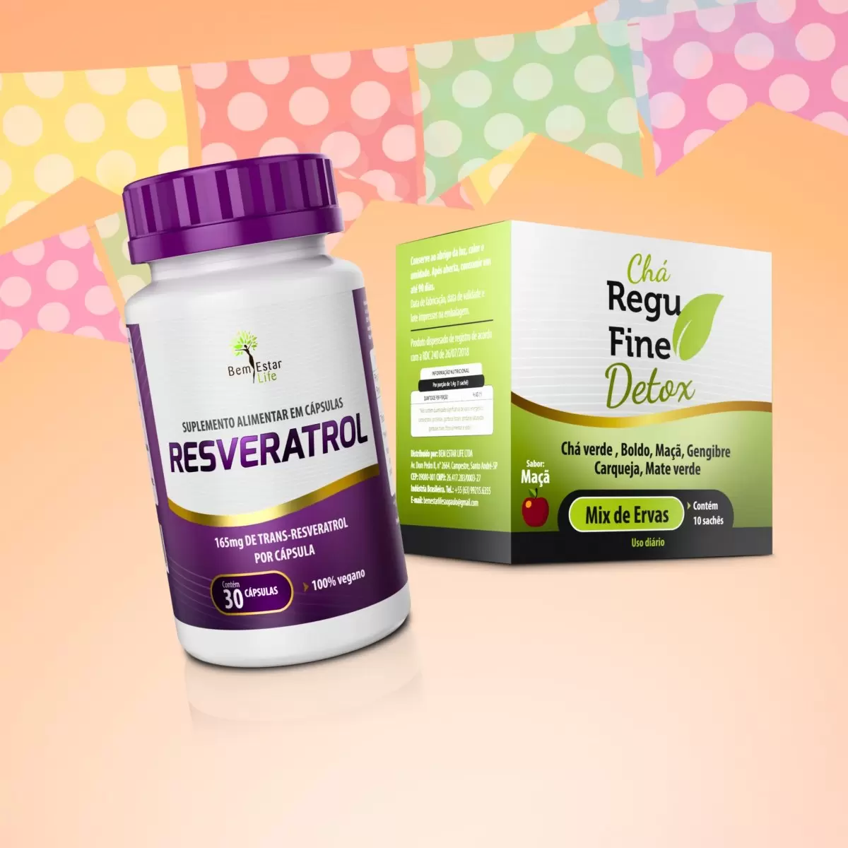 NA COMPRA DE RESVERATROL - BRINDE CHÁ REGU FINE DETOX 10 SACHE