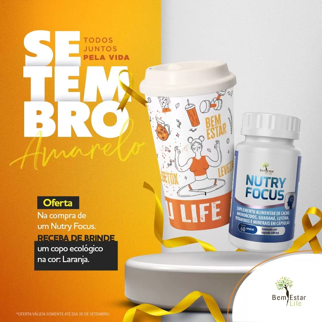 NA COMPRA DE NUTRY FOCUS *MEMORIA* - BRINDE COPO ECOLOGICO LARANJA 550ML