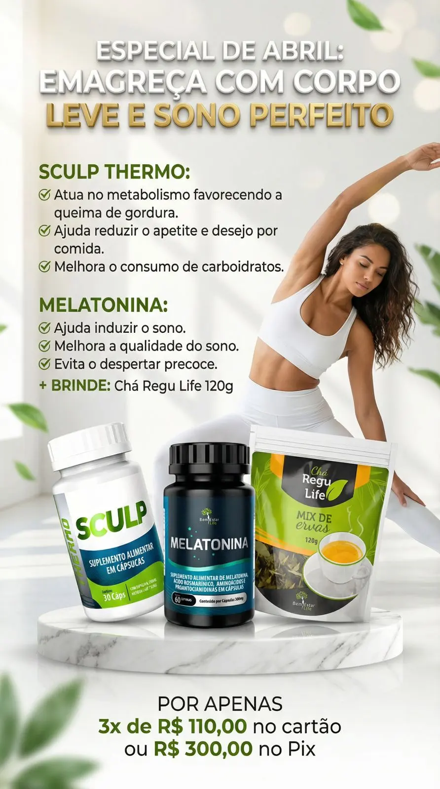 SCULP THERMO+ MELATONINA 60CAPS=  BRINDE CHÁ REGU LIFE 120G