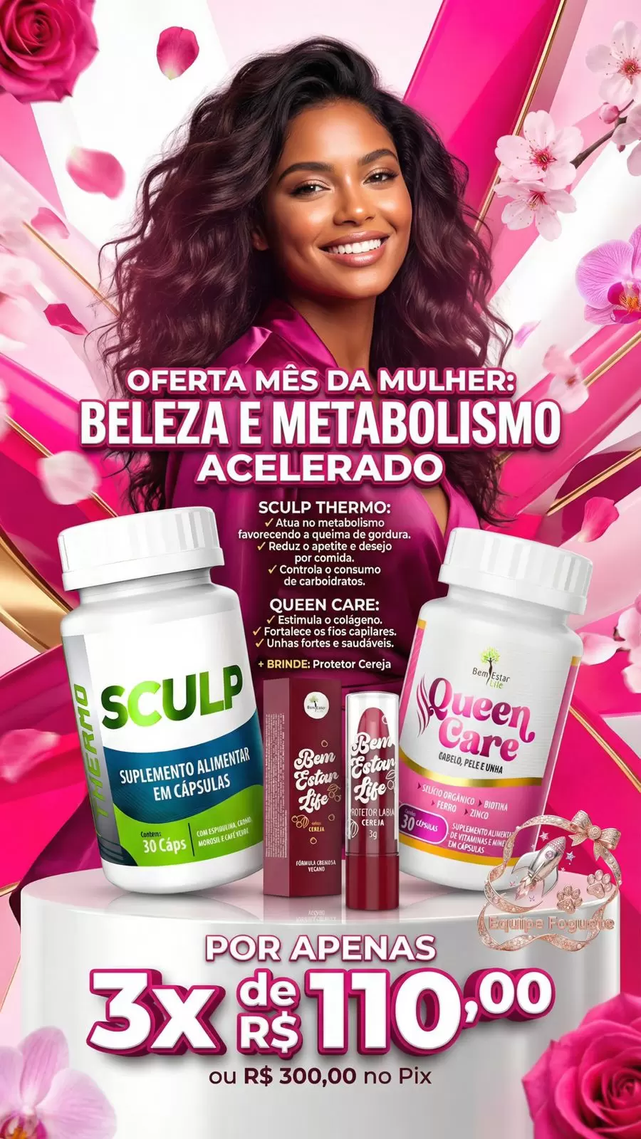 SCULP THERMO + QUEEN CARE -BRINDE  PROTETOR LABIAL SABOR CEREJA