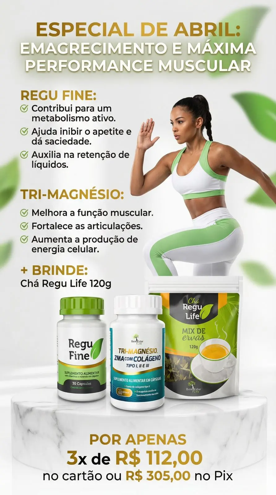REGU FINE GROSELHA NEGRA+ TRI-MAGNESIO =  BRINDE REGU LIFE 120G