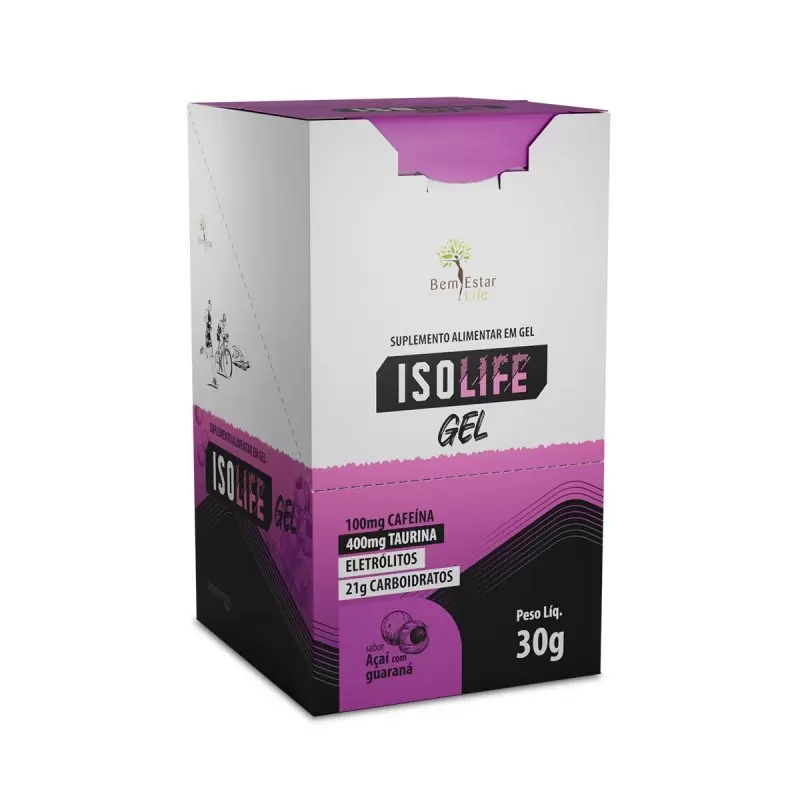 GEL CARBO ISOLIFE *COM CAFEINA E TAURINA* - 10 SACHE SABOR AÇAI COM GUARANÁ