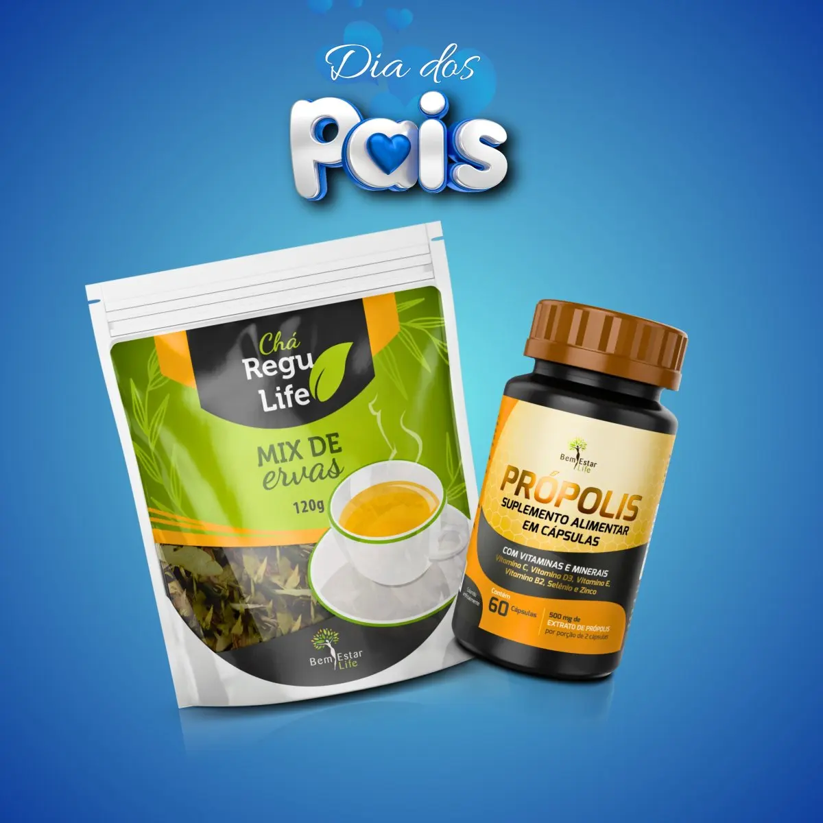 (PROMOÇÃO PROPOLIS COM ZINCO E SELENIO 60 CAPSULAS - PRESENTE CHA REGU LIFE PACOTE 120 GR.