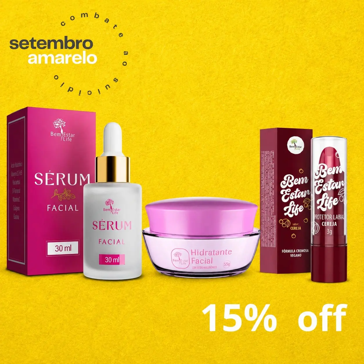 PROMOÇÃO KIT 15% DESCONTO SERUM FACIAL 30ML + CREME FACIAL ACIDO HIALURONICO 60ML + PRESENTE PROTETOR LABIAL CEREJA