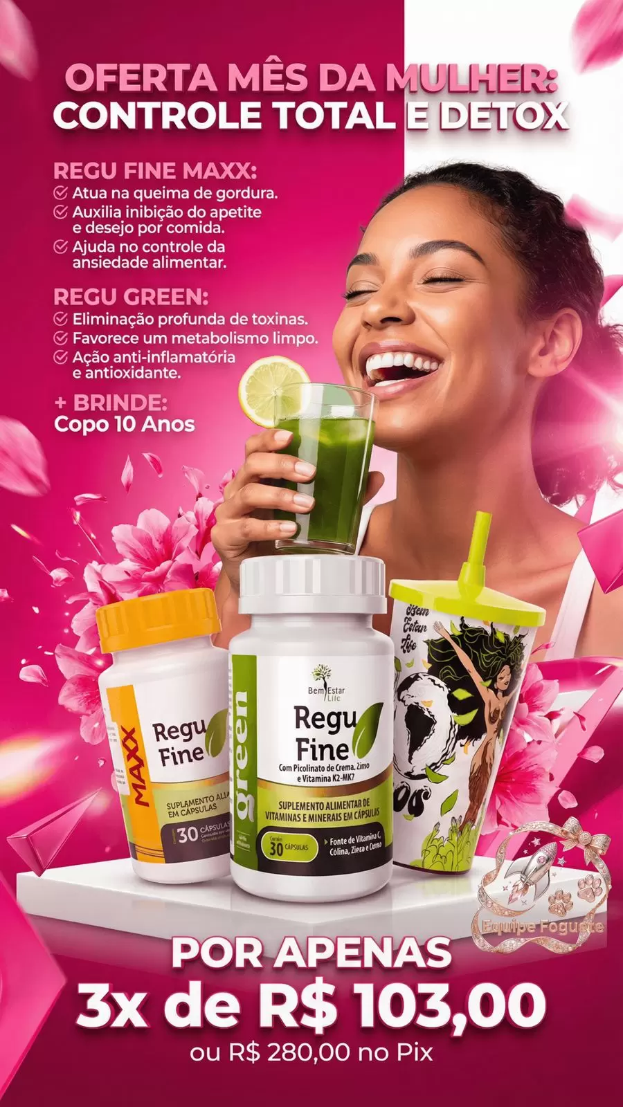 REGU FINE MAXX + REGU FINE GREEN DETOX - BRINDE COPO ECOLOGICO