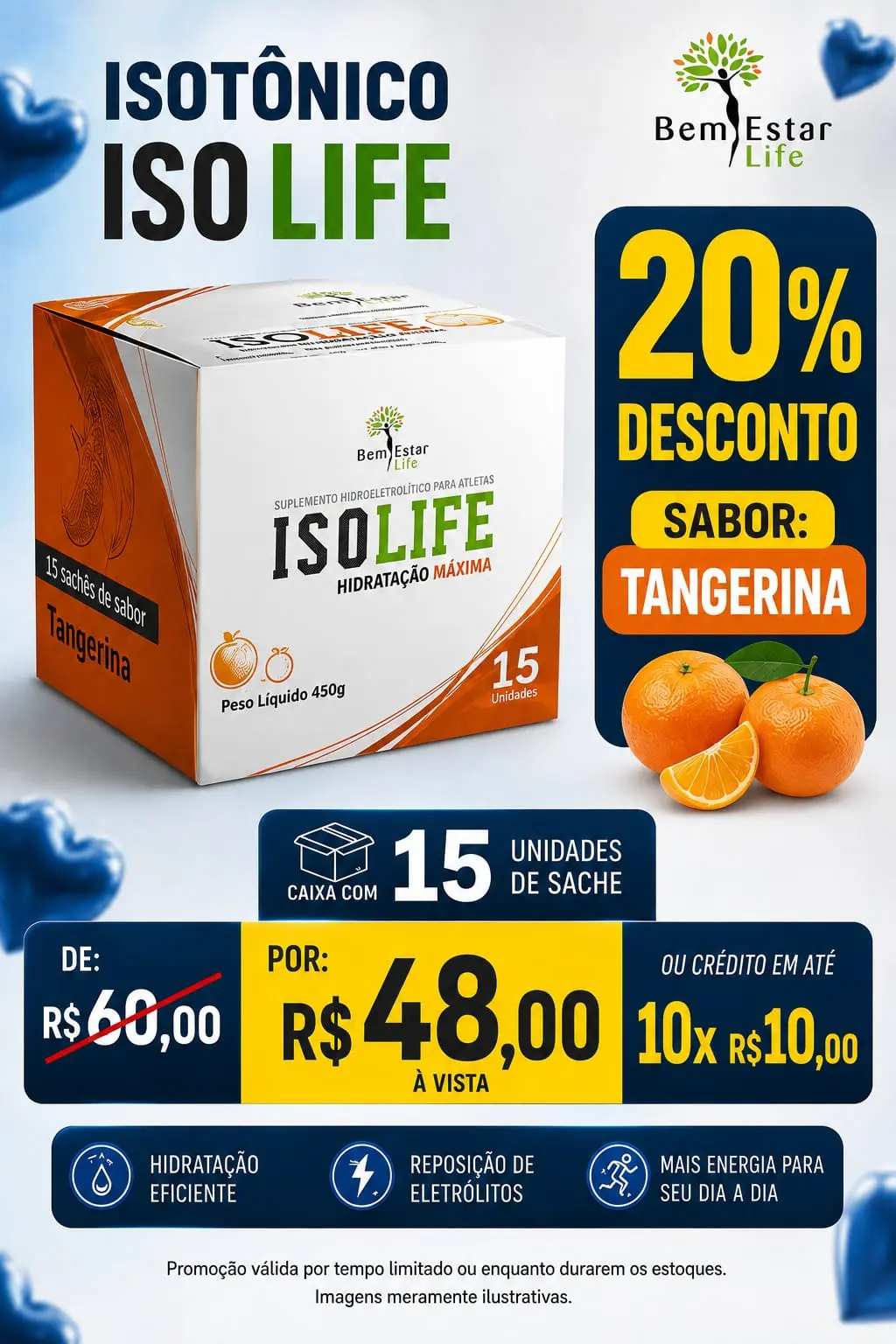 ISO LIFE ISOTONICO, 15 SACHET - NOVO SABOR TANGERINA