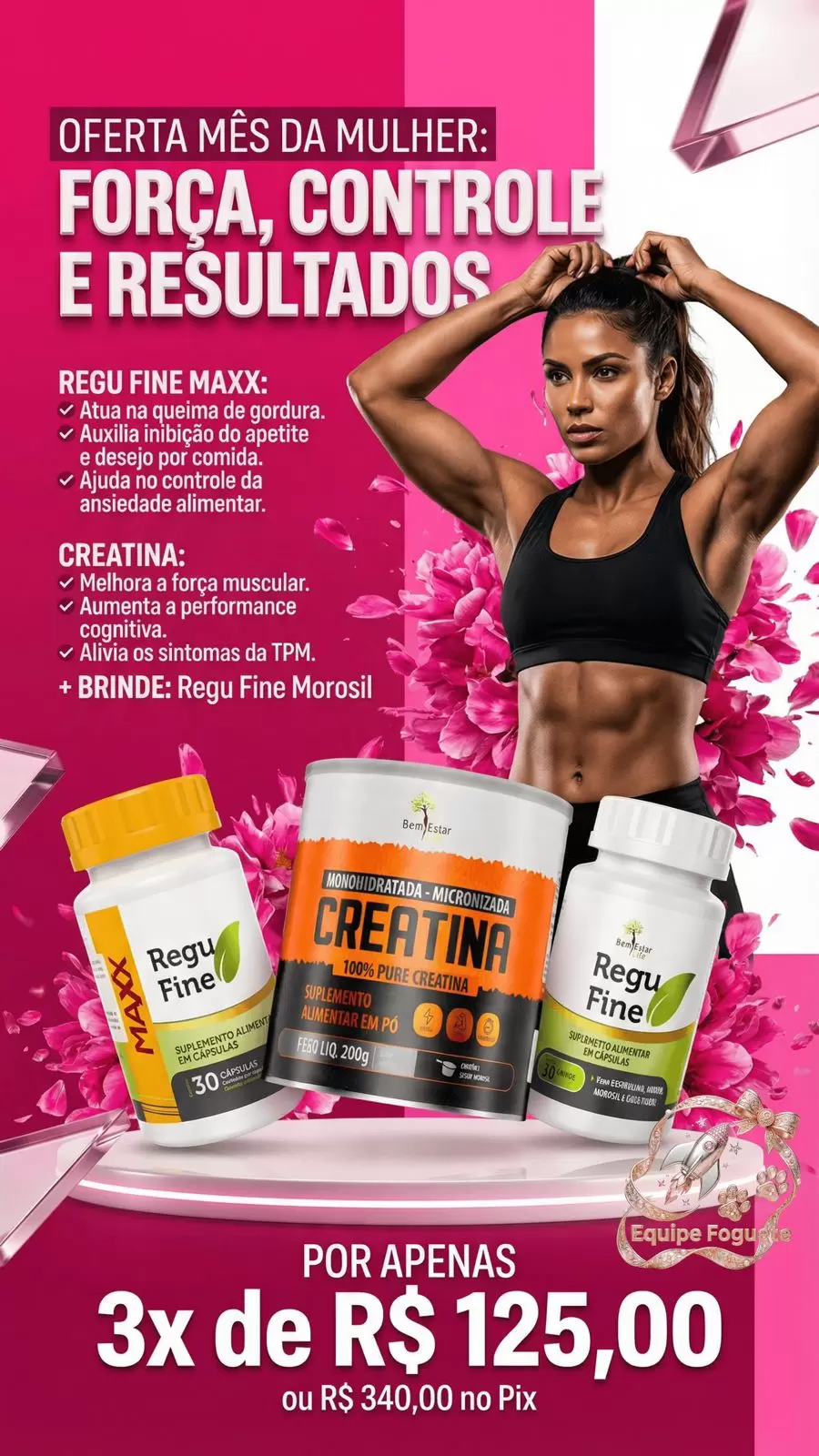 NA COMPRA DE REGU FINE MAXX + CREATINA MONOHIDRATADA BRINDE: REGU FINE (Morosil/café verde) 30 CAPSULAS.